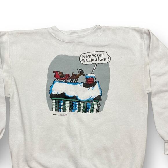 Vintage Jared D Lee Studio Funny Santa 911 Christmas Sweatshirt 1993 large - Picture 2 of 8